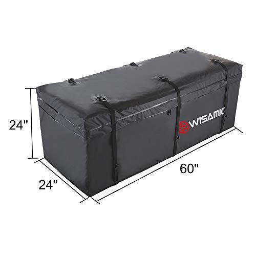 WISAMIC Bolsa de transporte de carga para rack de enganche, impermeable, 60 x 24 x 24 pulgadas (20 pies cúbicos) 500 x 500D PVC de lona para maletero de autocaravana, 566,3 litros