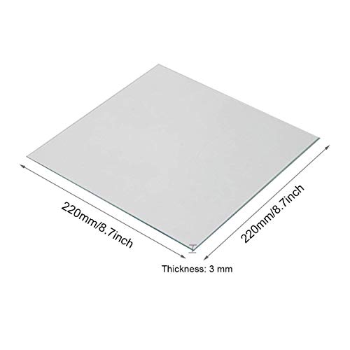 Wisamic Lecho térmico de vidrio borosilicato transparente 220x220x3mm para impresoras 3D MK2 / MK2A, Anet A8, Anet A6, Reprap, Mendel