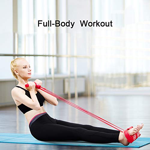 WISDOMLIFE Gfung - Cuerda para ejercitar piernas, 4 Tubos, multifunción, para Yoga, Fitness, Cuerda de tracción, Culturismo, Bandas de Resistencia para el Ejercicio en casa, Equipo de Gimnasio (Rojo)