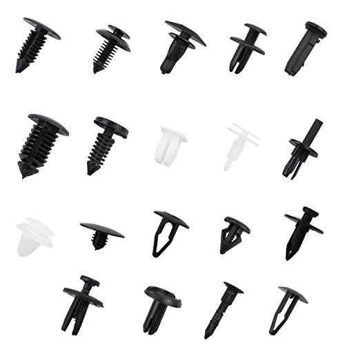 WisFox 425 PCS Clips Ajuste Cuerpo Coche Universales Auto Nylon Negro Plástico,Set para automóvil con sujetador push retainer y Herramienta de Desmontar y Caja de Almacenaje-Negro