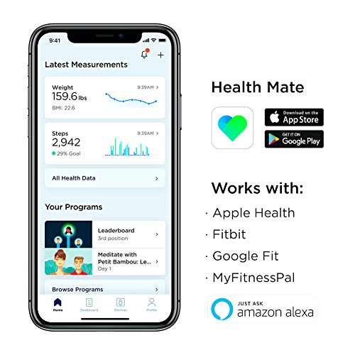 Withings Body Báscula inteligente con conexión Wi-Fi y seguimiento del IMC, báscula digital de baño con sincronización con la aplicación móvil por Bluetooth o Wi-Fi Withings Body Báscula inteligente con conexión Wi-Fi y seguimiento del IMC, báscula digital de baño con sincronización con la aplicación móvil por Bluetooth o Wi-Fi