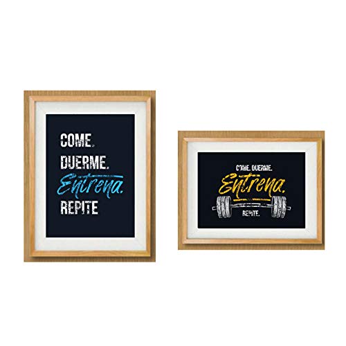 WJWGP Gimnasio Motivacional EspañOl Citas Poster Imprimir Deportes Cuadros Inspirador Fitness Poster Entrenamiento EspañA Inicio Gimnasio HabitacióN Decoracion Pintura 40x60cmx2 No Marco