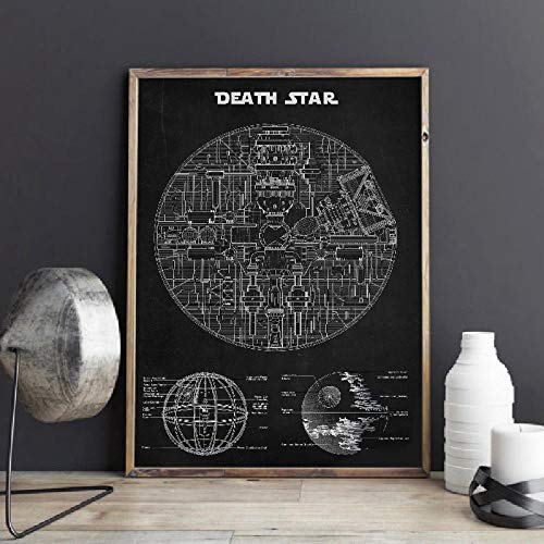 WJWGP Muerte Estrella Plano Pared Arte Negro Blanco Lienzo Poster Y Impresiones Esquema Diagrama Arte Pintura para Sala De Estar Inicio Cuadro Decoracion 40x60cm No Marco WJWGP Muerte Estrella Plano Pared Arte Negro Blanco Lienzo Poster Y Impresiones Esquema Diagrama Arte Pintura para Sala De Estar Inicio Cuadro Decoracion 40x60cm No Marco