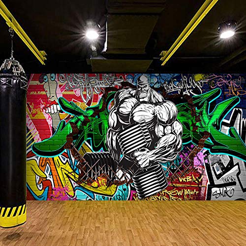 WLPBH Mural 3D Autoadhesivo Graffiti Gym Club (W) 200X (H) 150Cm Papel Tapiz Sala De Estar Dormitorio Restaurante Bar Oficina Corredor Decorativo Arte De La Pared Mural De Fotos 3D Niños Decoración