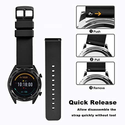 WOCCI 20mm Silicona Correa Reloj Hombre Mujer con Hebilla de Negro, Pulsera de Repuesto Negro WOCCI 20mm Silicona Correa Reloj Hombre Mujer con Hebilla de Negro, Pulsera de Repuesto Negro