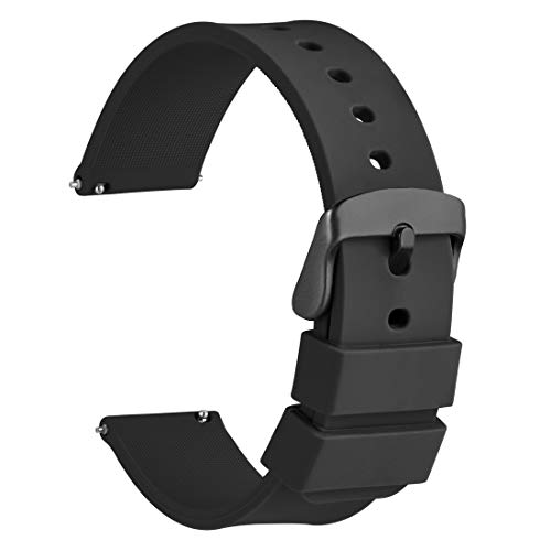 WOCCI 20mm Silicona Correa Reloj Hombre Mujer con Hebilla de Negro, Pulsera de Repuesto Negro WOCCI 20mm Silicona Correa Reloj Hombre Mujer con Hebilla de Negro, Pulsera de Repuesto Negro