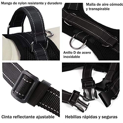 Wodondog Arnés para Perros Reflectantes Cómodo Transpirable Chaleco Acolchado Ajustable Arnés para Perros Grandes Medianos Pequeños (XL, Negro) Wodondog Arnés para Perros Reflectantes Cómodo Transpirable Chaleco Acolchado Ajustable Arnés para Perros Grandes Medianos Pequeños (XL, Negro)