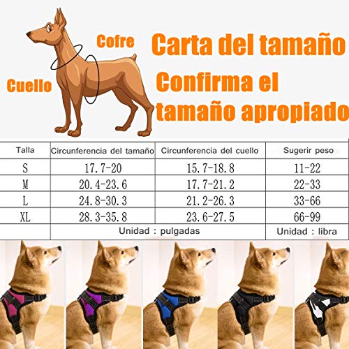 Wodondog Arnés para Perros Reflectantes Cómodo Transpirable Chaleco Acolchado Ajustable Arnés para Perros Grandes Medianos Pequeños (XL, Negro)