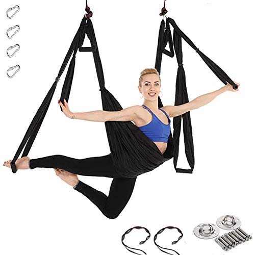 WOERD Hamaca de yoga para ejercicios de inversión, vuelo aéreo, yoga, pilates, karaft, entrenamiento vertical, columpio acrobático, tela, accesorios, azul WOERD Hamaca de yoga para ejercicios de inversión, vuelo aéreo, yoga, pilates, karaft, entrenamiento vertical, columpio acrobático, tela, accesorios, azul