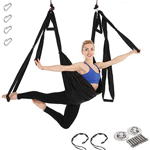 WOERD Hamaca de yoga para ejercicios de inversión, vuelo aéreo, yoga, pilates, karaft, entrenamiento vertical, columpio acrobático, tela, accesorios, azul