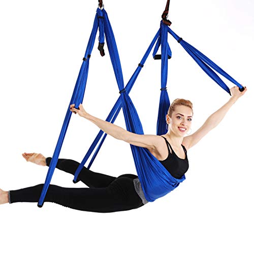 WOERD Hamaca de yoga para ejercicios de inversión, vuelo aéreo, yoga, pilates, karaft, entrenamiento vertical, columpio acrobático, tela, accesorios, azul WOERD Hamaca de yoga para ejercicios de inversión, vuelo aéreo, yoga, pilates, karaft, entrenamiento vertical, columpio acrobático, tela, accesorios, azul