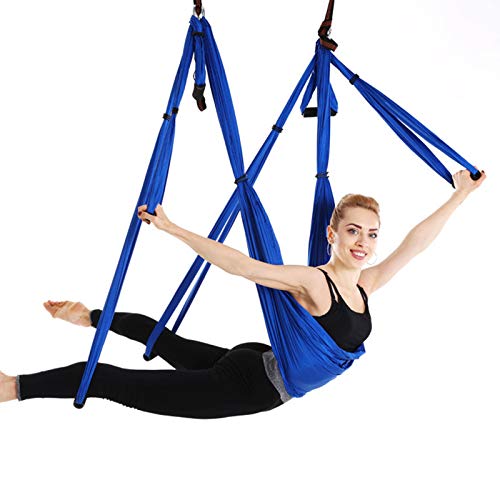 WOERD Hamaca de yoga para ejercicios de inversión, vuelo aéreo, yoga, pilates, karaft, entrenamiento vertical, columpio acrobático, tela, accesorios, azul