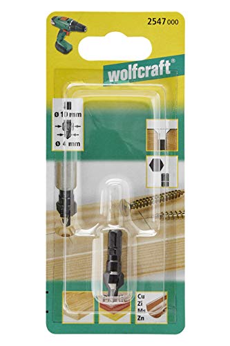 Wolfcraft 2547000 - Avellanador WS, 3 filos, vástago hexagonal diámetro 4-10 mm, plata