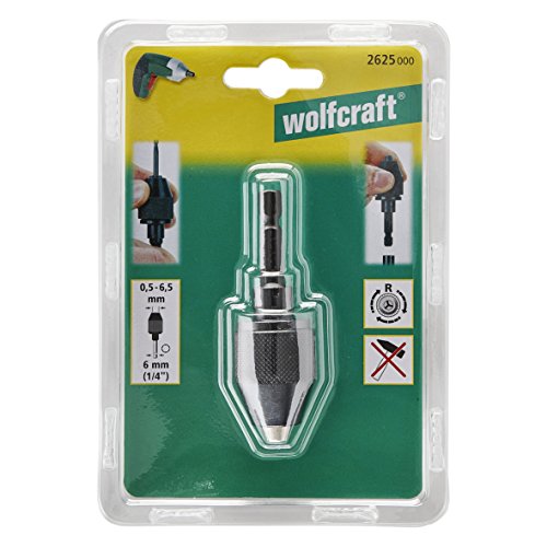 Wolfcraft 2625000 portabrocas de acción rápida de 0,5-6,5mm, para atornilladores de batería con conexión hexagonal. PACK 1, 0.5-6.5mm