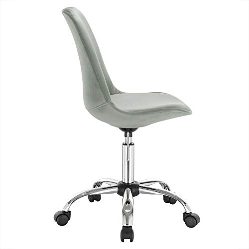 WOLTU 1x Silla de Escritorio Terciopelo Silla de Oficina con Ruedas Silla de Ordenador Silla Giratoria de Oficina Altura Ajustable Taburete de Trabajo Silla de Trabajo Gris Claro