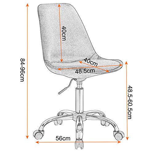 WOLTU 1x Silla de Escritorio Terciopelo Silla de Oficina con Ruedas Silla de Ordenador Silla Giratoria de Oficina Altura Ajustable Taburete de Trabajo Silla de Trabajo Gris Claro