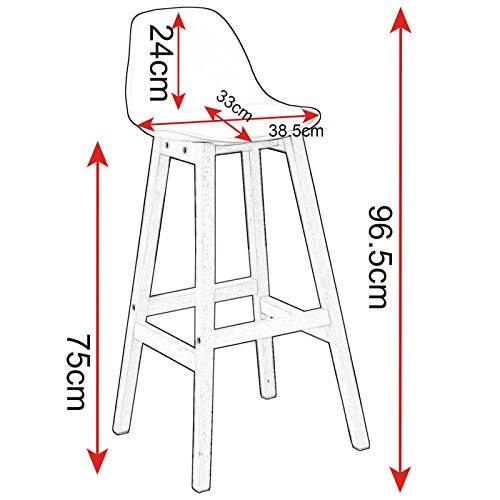 WOLTU 2 x Taburetes de Bar con Respaldo Marco de Madera Maciza Taburetes Altos Bar Imitación de Cuero Sillas Cocina Sillas Bar Paquete de 2 Blanco BH44ws-2