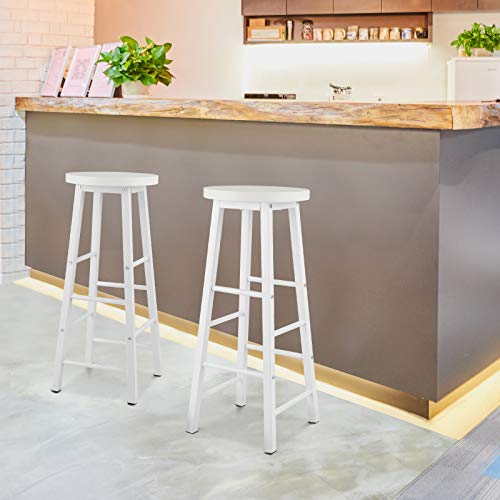 WOLTU 2X Taburete de Bar Muebles Cocina Silla de Comedor Taburete Alto para Salon Cocina Estructura de Metal, MDF Blanco BH130ws-2 WOLTU 2X Taburete de Bar Muebles Cocina Silla de Comedor Taburete Alto para Salon Cocina Estructura de Metal, MDF Blanco BH130ws-2