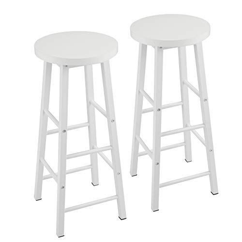 WOLTU 2X Taburete de Bar Muebles Cocina Silla de Comedor Taburete Alto para Salon Cocina Estructura de Metal, MDF Blanco BH130ws-2 WOLTU 2X Taburete de Bar Muebles Cocina Silla de Comedor Taburete Alto para Salon Cocina Estructura de Metal, MDF Blanco BH130ws-2