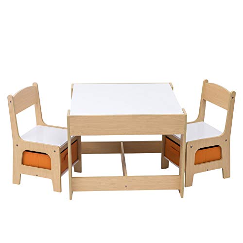 WOLTU 3 uds. Grupo de Asientos para Niños Mesa y 2 Sillas con Espacio de Almacenamiento para Juegos de Niños en Edad Preescolar Muebles para Niños SG002 WOLTU 3 uds. Grupo de Asientos para Niños Mesa y 2 Sillas con Espacio de Almacenamiento para Juegos de Niños en Edad Preescolar Muebles para Niños SG002