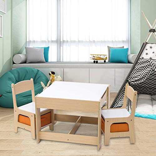 WOLTU 3 uds. Grupo de Asientos para Niños Mesa y 2 Sillas con Espacio de Almacenamiento para Juegos de Niños en Edad Preescolar Muebles para Niños SG002 WOLTU 3 uds. Grupo de Asientos para Niños Mesa y 2 Sillas con Espacio de Almacenamiento para Juegos de Niños en Edad Preescolar Muebles para Niños SG002