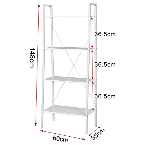 WOLTU Estantería Escalera Librería Organizador Multifuncional con 4 Estantes para Sala de Estar Blanco + Roble Claro RGB9283whe WOLTU Estantería Escalera Librería Organizador Multifuncional con 4 Estantes para Sala de Estar Blanco + Roble Claro RGB9283whe