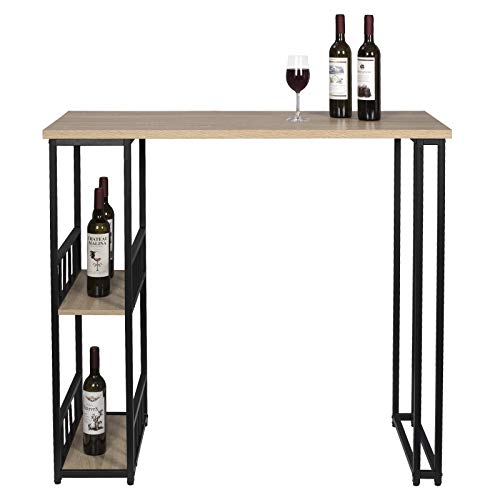 WOLTU Mesa de Bar Mesa de Bistro Mesa de Comedor con 2 Estantes, Estructura de Metal, MDF, 120x50x105cm (WxDxH) Roble BT25hei WOLTU Mesa de Bar Mesa de Bistro Mesa de Comedor con 2 Estantes, Estructura de Metal, MDF, 120x50x105cm (WxDxH) Roble BT25hei