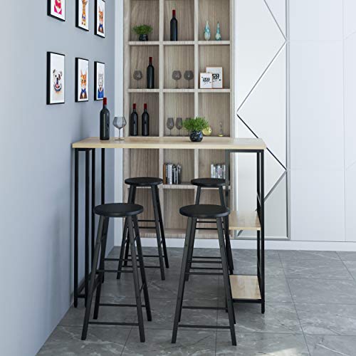 WOLTU Mesa de Bar Mesa de Bistro Mesa de Comedor con 2 Estantes, Estructura de Metal, MDF, 120x50x105cm (WxDxH) Roble BT25hei WOLTU Mesa de Bar Mesa de Bistro Mesa de Comedor con 2 Estantes, Estructura de Metal, MDF, 120x50x105cm (WxDxH) Roble BT25hei