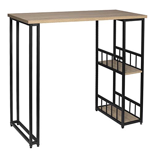 WOLTU Mesa de Bar Mesa de Bistro Mesa de Comedor con 2 Estantes, Estructura de Metal, MDF, 120x50x105cm (WxDxH) Roble BT25hei WOLTU Mesa de Bar Mesa de Bistro Mesa de Comedor con 2 Estantes, Estructura de Metal, MDF, 120x50x105cm (WxDxH) Roble BT25hei