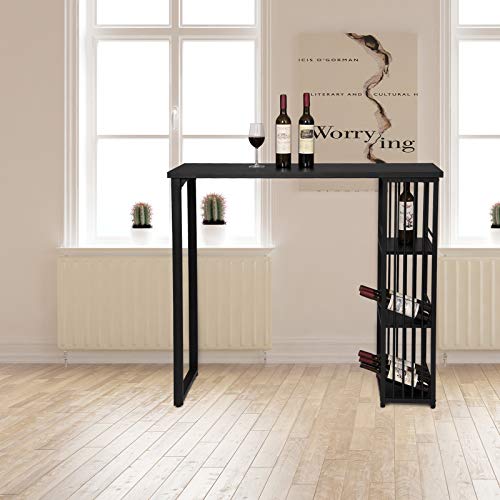 WOLTU Mesa de Bar Mesa de Bistro Mesa de Comedor con 3 Estantes, Estructura de Metal, MDF, 120x40x105cm (WxDxH) Negro BT26sz