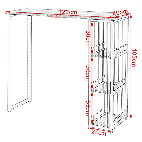 WOLTU Mesa de Bar Mesa de Bistro Mesa de Comedor con 3 Estantes, Estructura de Metal, MDF, 120x40x105cm (WxDxH) Negro BT26sz WOLTU Mesa de Bar Mesa de Bistro Mesa de Comedor con 3 Estantes, Estructura de Metal, MDF, 120x40x105cm (WxDxH) Negro BT26sz