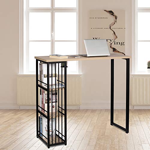 WOLTU Mesa de Bar Mesa de Bistro Mesa de Comedor con 3 Estantes, Estructura de Metal, MDF, 120x40x105cm (WxDxH) Roble BT26hei WOLTU Mesa de Bar Mesa de Bistro Mesa de Comedor con 3 Estantes, Estructura de Metal, MDF, 120x40x105cm (WxDxH) Roble BT26hei