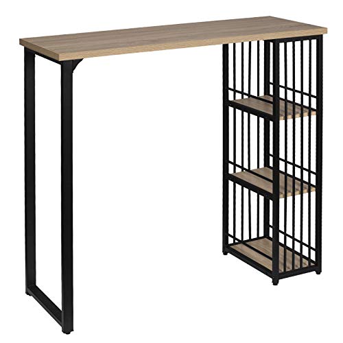 WOLTU Mesa de Bar Mesa de Bistro Mesa de Comedor con 3 Estantes, Estructura de Metal, MDF, 120x40x105cm (WxDxH) Roble BT26hei WOLTU Mesa de Bar Mesa de Bistro Mesa de Comedor con 3 Estantes, Estructura de Metal, MDF, 120x40x105cm (WxDxH) Roble BT26hei