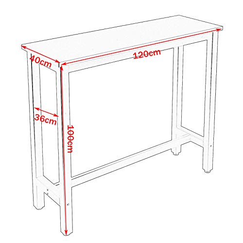 WOLTU Mesa de Bar Mesa de Bistro Mesa de Comedor con Estructura de Metal, MDF, 120x40x100cm (WxDxH) Negro BT17sz