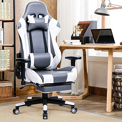 WOLTU Racing Silla, Gaming Silla de Escritorio Silla Oficina Silla de Ordenador Silla giratoria de Oficina Ajustable Silla Gris+Blanco BS14grw WOLTU Racing Silla, Gaming Silla de Escritorio Silla Oficina Silla de Ordenador Silla giratoria de Oficina Ajustable Silla Gris+Blanco BS14grw
