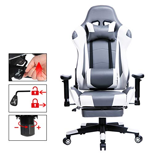 WOLTU Racing Silla, Gaming Silla de Escritorio Silla Oficina Silla de Ordenador Silla giratoria de Oficina Ajustable Silla Gris+Blanco BS14grw WOLTU Racing Silla, Gaming Silla de Escritorio Silla Oficina Silla de Ordenador Silla giratoria de Oficina Ajustable Silla Gris+Blanco BS14grw