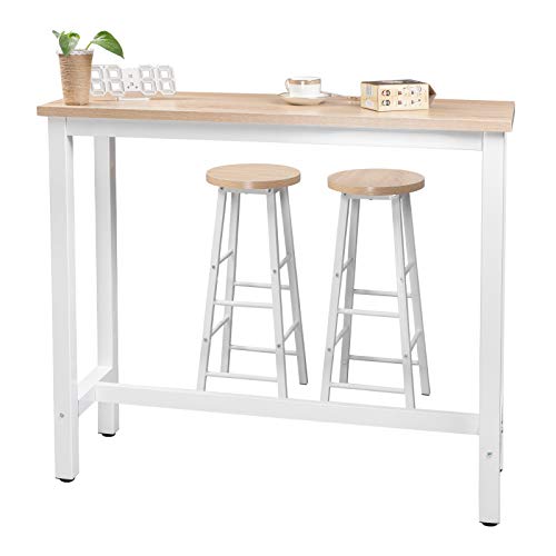 WOLTU Set Mesa de Bar y 2 uds. Taburete de Bar Muebles Cocina Silla de Comedor para Salon Cocina Mesa 120x40x100 cm Estructura de Metal, MDF Roble Claro BT17hei+BH130hei-2 WOLTU Set Mesa de Bar y 2 uds. Taburete de Bar Muebles Cocina Silla de Comedor para Salon Cocina Mesa 120x40x100 cm Estructura de Metal, MDF Roble Claro BT17hei+BH130hei-2