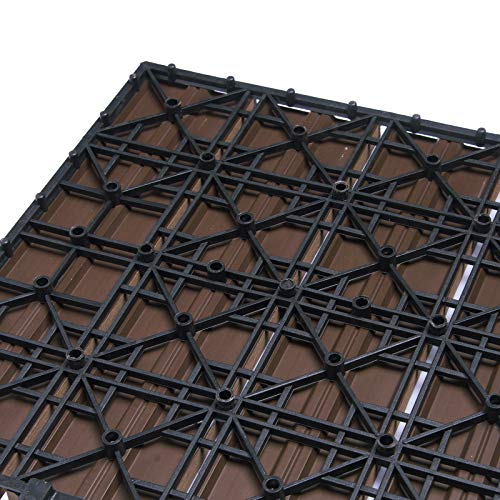 WOLTU Suelo de WPC Set de 11 Baldosas de Madera Exterior para Porche Patios Jardin, 30 x 30 cm Compuesta Azulejos para Terraza Marrón