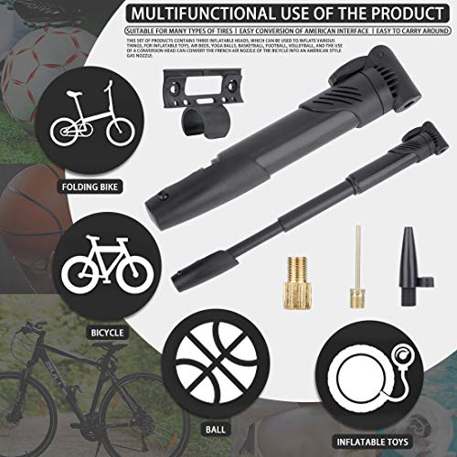 Wonnell Bomba de Bicicleta Mini Bomba de Bike Bomba de neumático portátil Tapas de válvula de Ciclo y Montaje de Marco Se Adapta a válvulas Presta y Schrader Inflado rápido y preciso