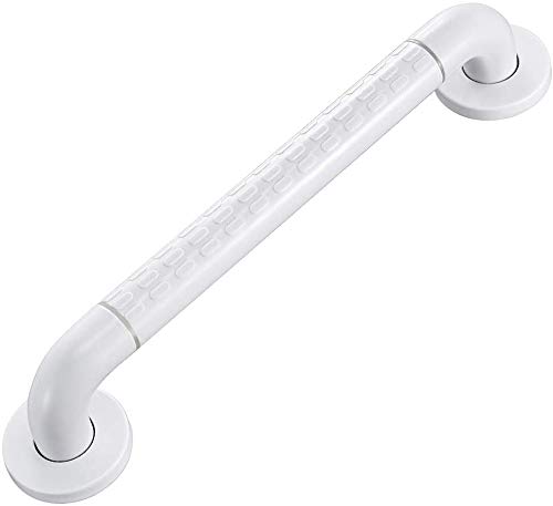 WOOHSE Asidero de Baño Antideslizante blanco Ø 35x350 mm Asa de Seguridad para Baño Manija de la Ducha de Acero Inoxidable para Niños y personas mayores o enfermas, Capacidad de carga máx. 120 kg