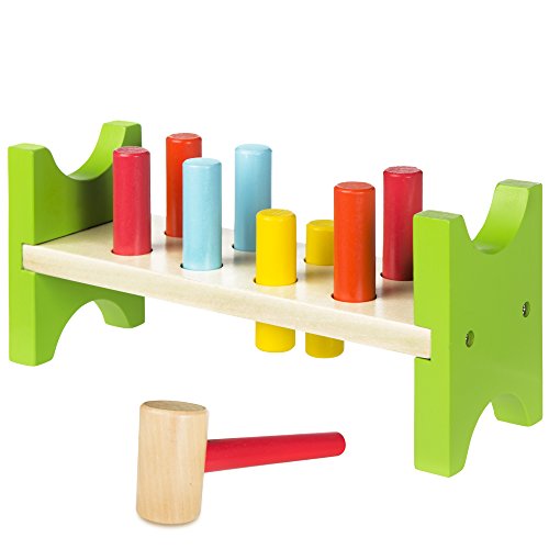 WOOMAX- Banco con figuras y martillo de madera (Colorbaby 40999) WOOMAX- Banco con figuras y martillo de madera (Colorbaby 40999)