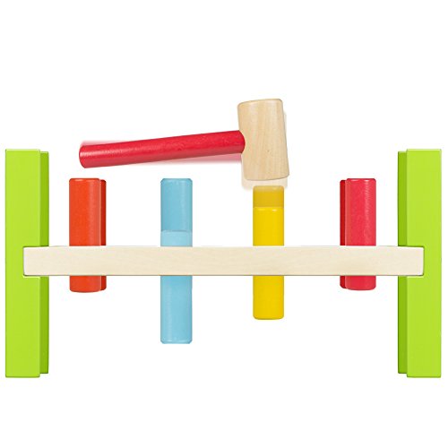 WOOMAX- Banco con figuras y martillo de madera (Colorbaby 40999) WOOMAX- Banco con figuras y martillo de madera (Colorbaby 40999)