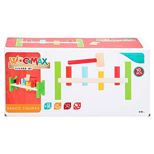 WOOMAX- Banco con figuras y martillo de madera (Colorbaby 40999)