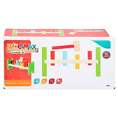 WOOMAX- Banco con figuras y martillo de madera (Colorbaby 40999) WOOMAX- Banco con figuras y martillo de madera (Colorbaby 40999)