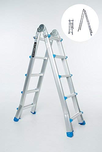 WORHAN® Escalera 530cm Aluminio Telescopica 5.3m Multifuncion Multiuso Aluminio Plegable Tijera L5