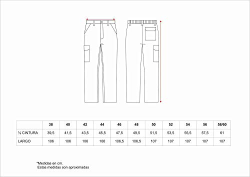 Work Team Pantalón con Cintura elástica, Multibolsillos. 100% Algodón. Hombre Marino 48 Work Team Pantalón con Cintura elástica, Multibolsillos. 100% Algodón. Hombre Marino 48