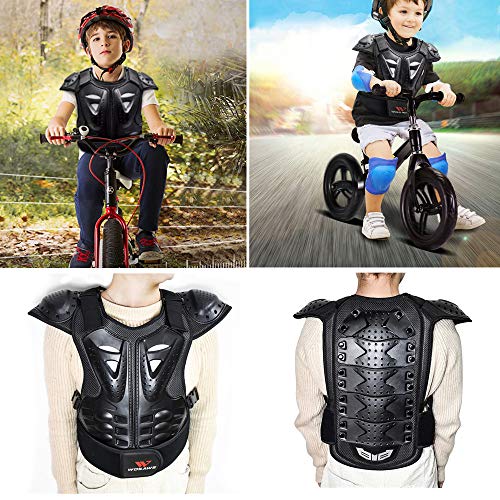 WOSAWE Chaleco de Protector para Niño Niña Deportiva Profesional de Columna Vertebral Armadura del Pecho para Motocicleta Ciclismo Patinaje Esquiar S