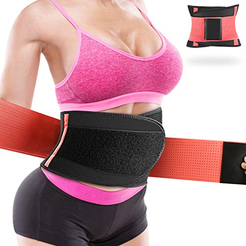 WOSTOO Mujer Cintura Entrenador, Fajas Reductoras Adelgazantes Mujer Fajas Reductoras Adelgazantes Faja Reductora Cinturón Lumbar Abdomen Adjustable para Deporte Fitness - Rosa