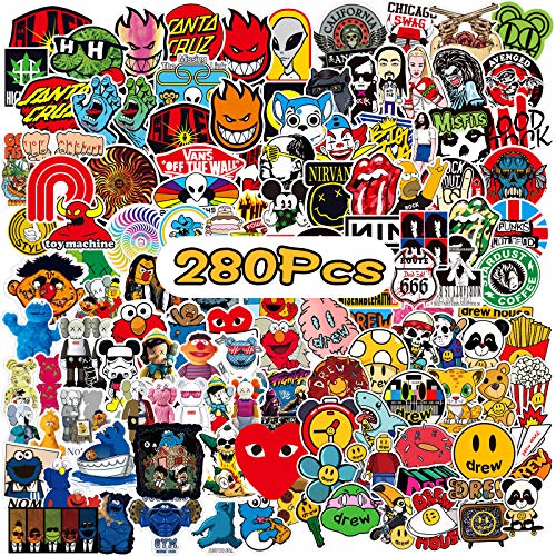 WOTEK Pegatinas, 280PCS Pegatinas Moto Impermeable y Repetible, DIY Pegatinas Skate HD con PCV y Vinilos, Juego de Stickers Amplio Uso para Maleta, Patineta, Móvil, Ordenador, Botella, Bicicleta, Moto