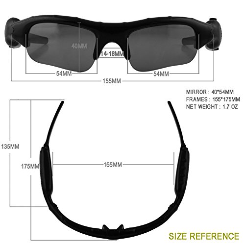 WOTUMEO Multifuncionales Gafas De Sol MP3 Mini DV DVR De La Cámara De Vídeo Espía De Los Vidrios De La Cámara Espía De Los Vidrios De Conducción + 8 GB Tarjeta Memoria